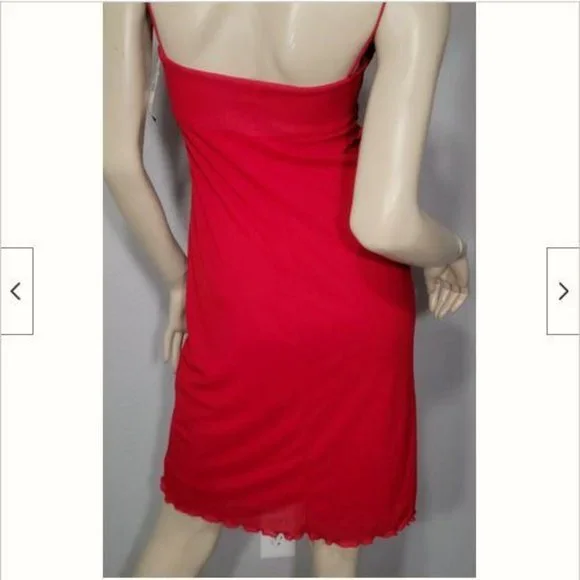 NWT Laundry Shelli Segal Red Ruffle Stretchy Slip Dress 2 - Picture 5 of 8